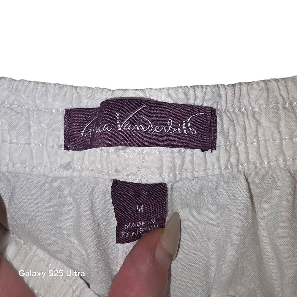 EUC Gloria Vanderbilt white, cotton, wide‎ leg with slit, capri pants sz M - Picture 5 of 7